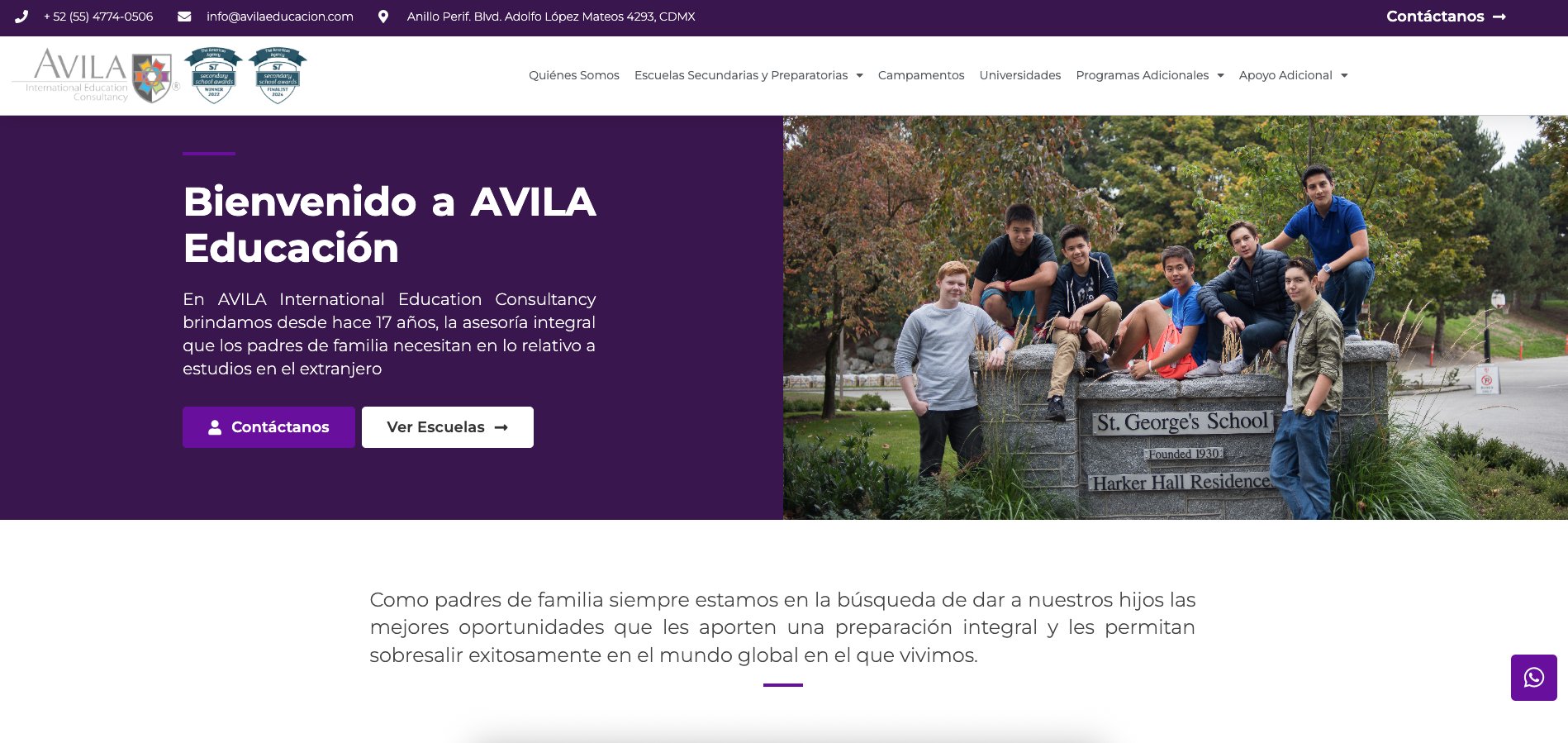 AVILA Educación homepage