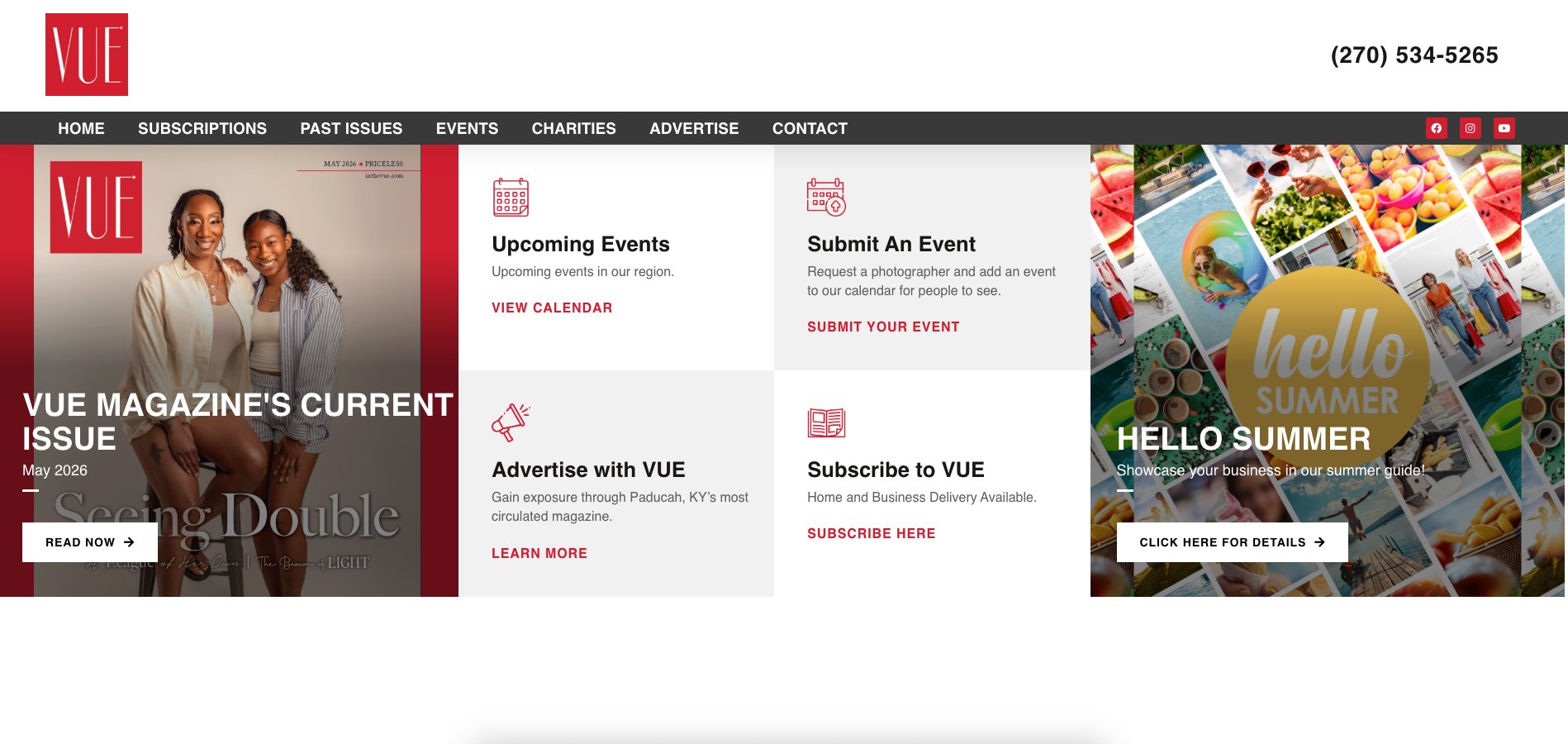 VUE Magazine homepage